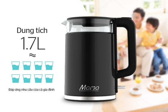 Bình đun siêu tốc thủy tinh Sunhouse 1.7L SHD1330 - hình 1
